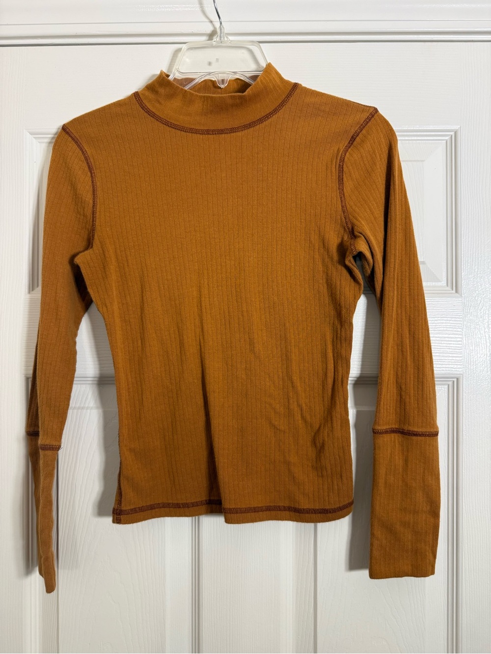 Free People Ribbed Mock Neck Long Sleeve Top